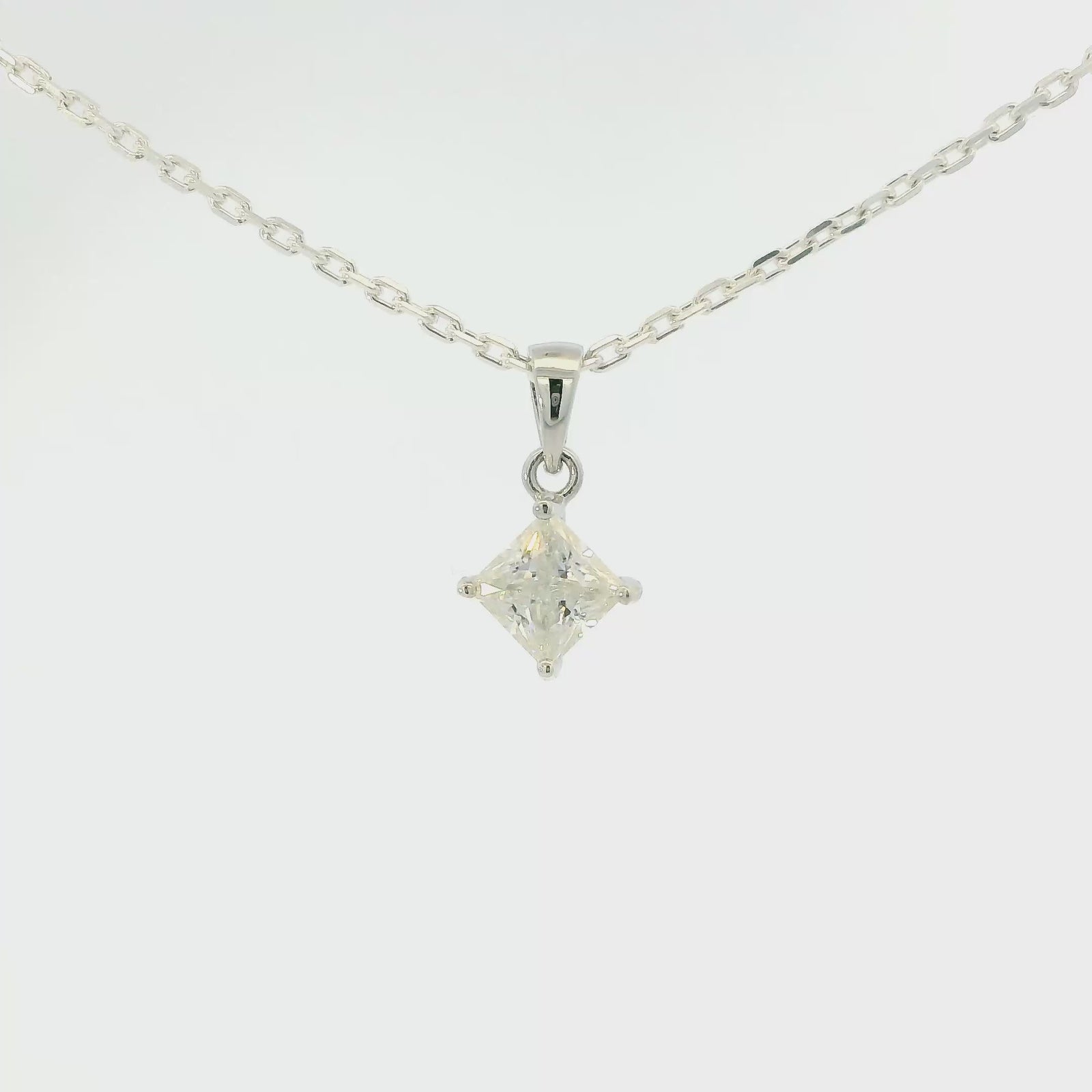 White Gold 1ct Diamond Moissanite Silver Dazzle Pendant Necklace