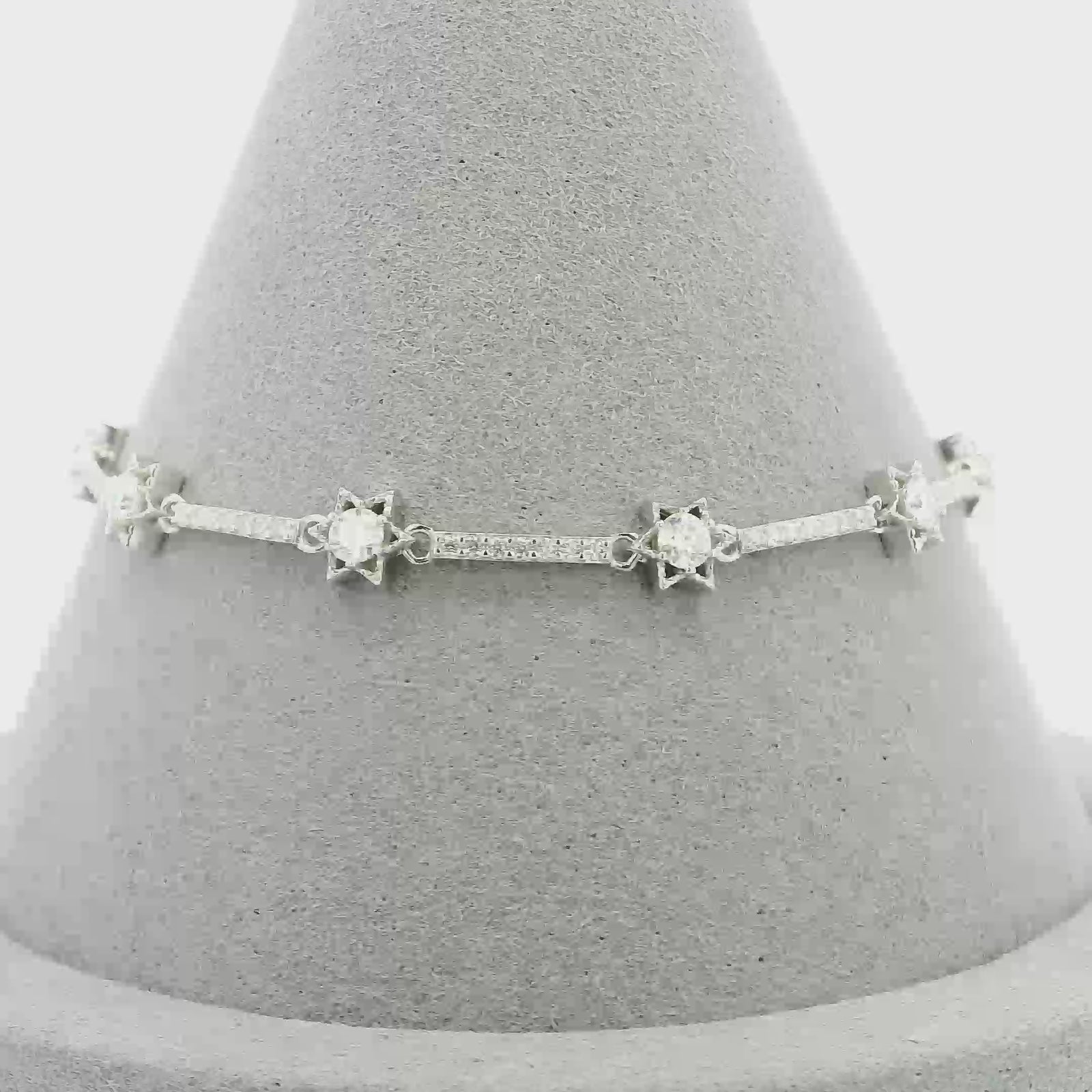 1ct White Gold Moissanite Ten Star Silver Dazzle Bracelet