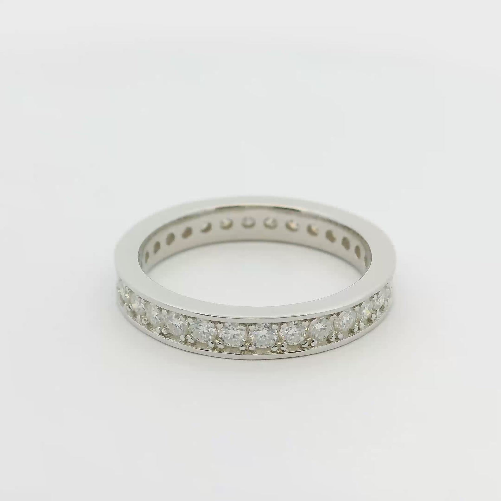 White Gold 1ct Round Moissanite Full Eternity Dazzle Ring