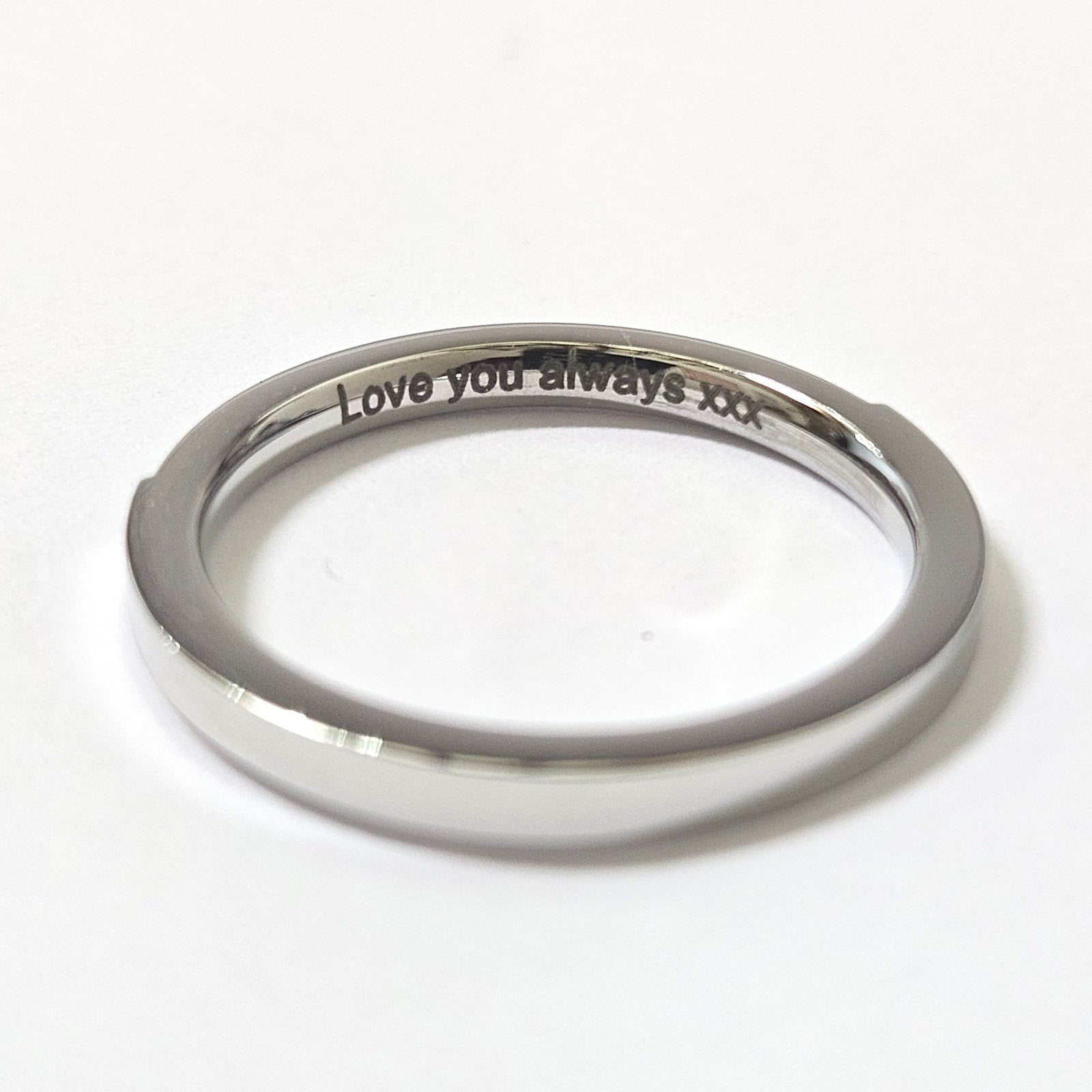 2mm White Gold Half Glitz Eternity Ring | Cubic Zirconia Stacking Ring Size M - Clearance 