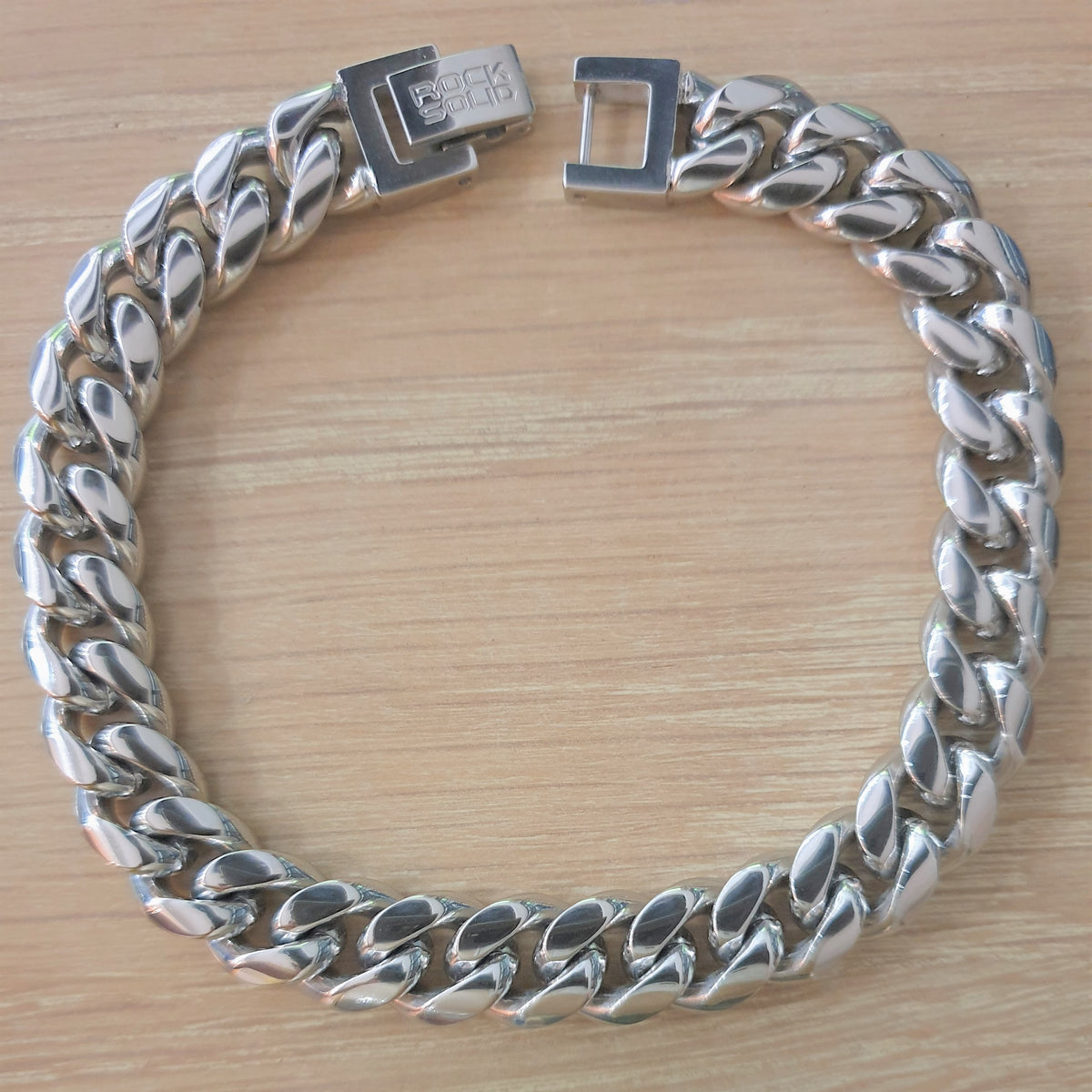 Stainless Steel 10mm Diamond Cut Curb Chain Bracelet