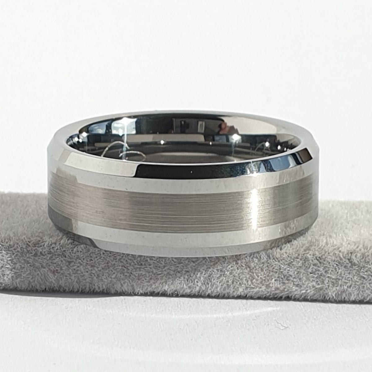 8mm wide Silver Tungsten Ring