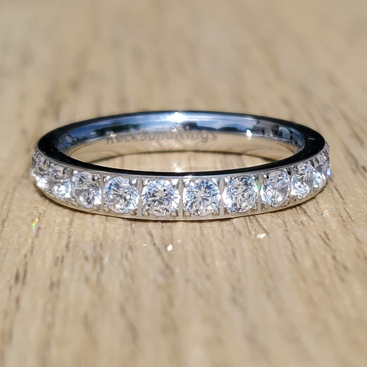 White Gold 3mm Full Glitz Ring