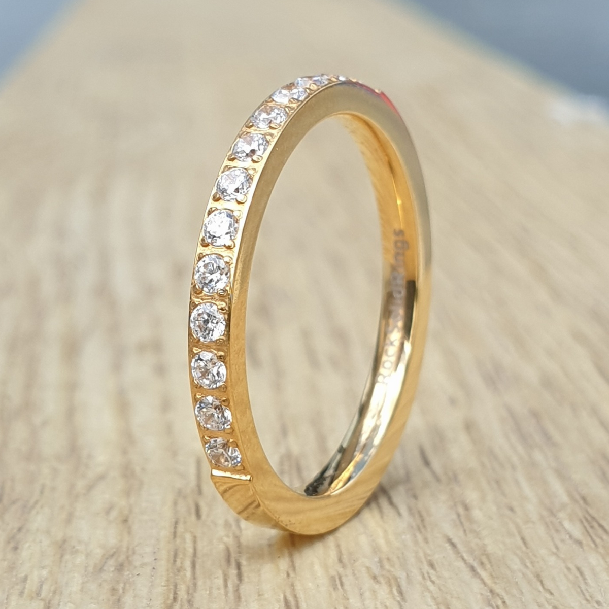 Gold 2mm Half Glitz Ring
