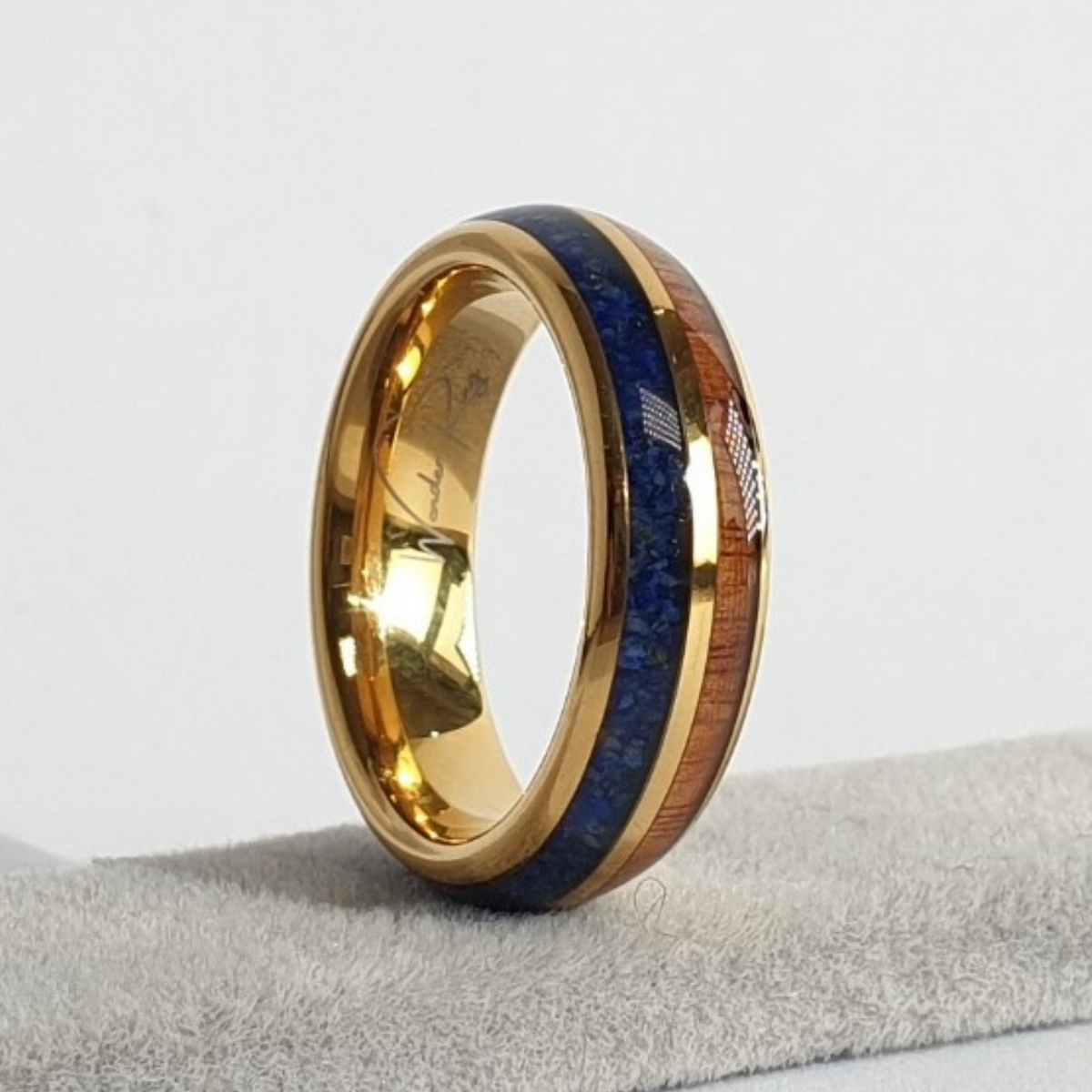 Solid Rings Blue Gold and Blue Polished Tungsten Mens 6mm Wedding Wonder Ring - Rock ...