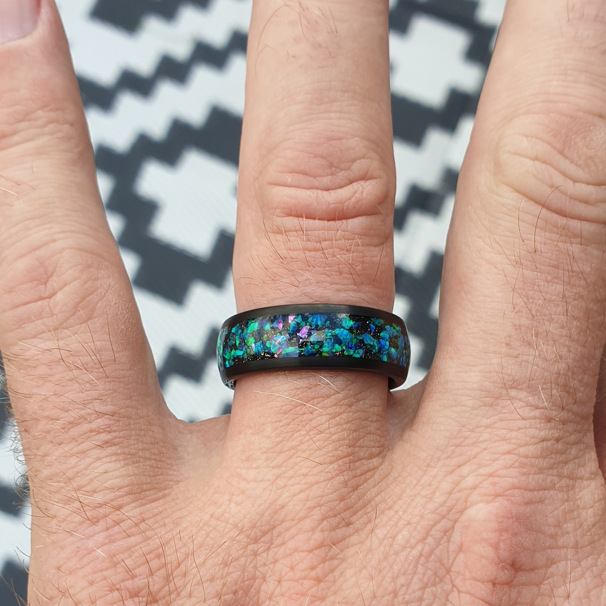 Black opal online eternity ring
