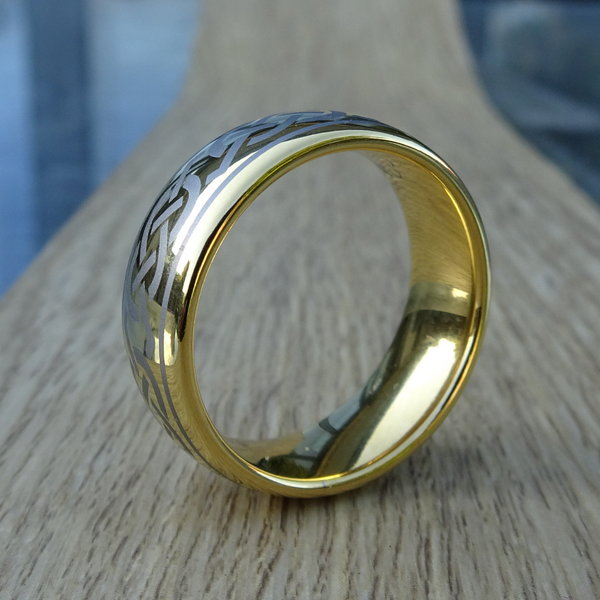 8mm Custom Made, Solid Yellow Gold Ring with Celtic Knot and Horse