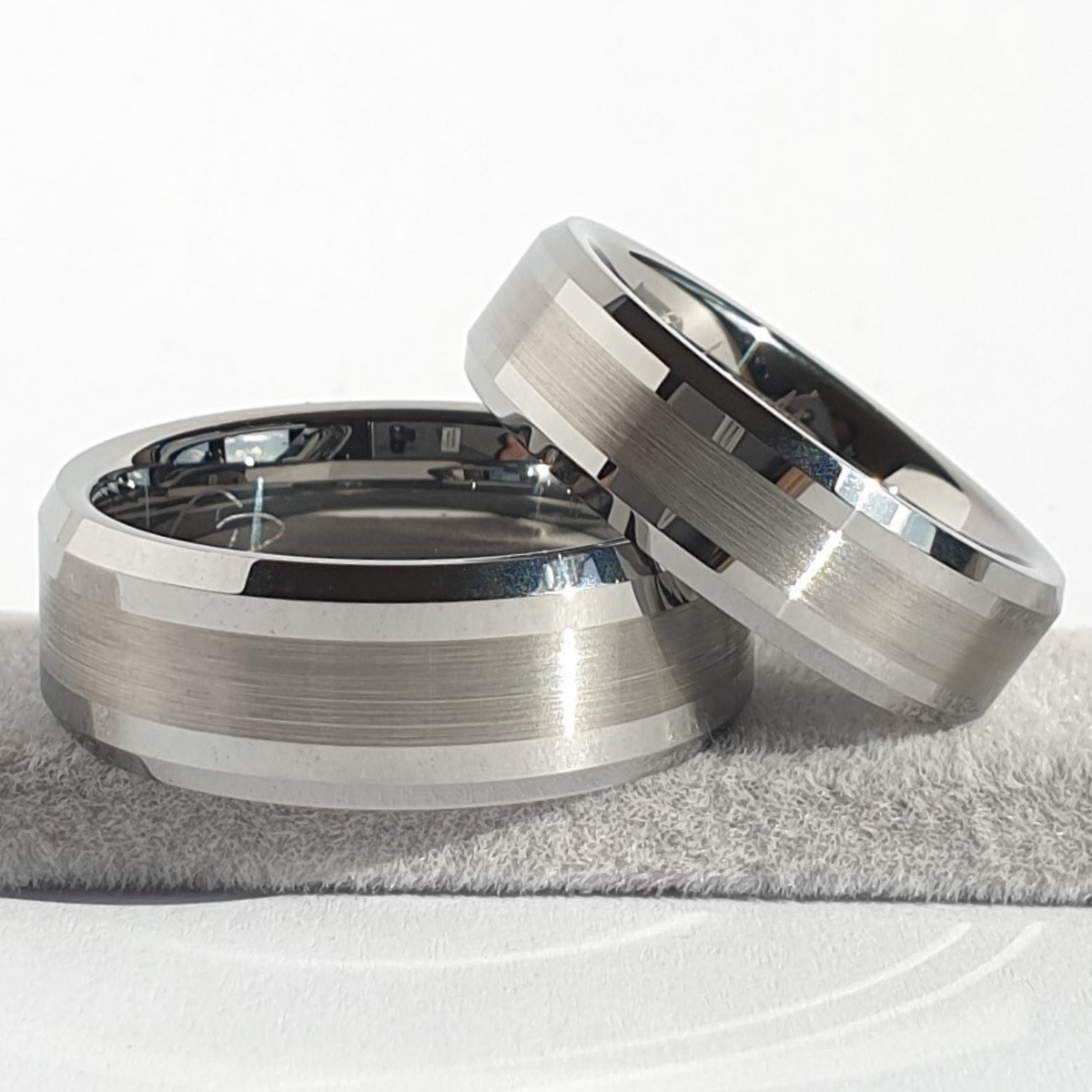 Brushed Tungsten Ring Set