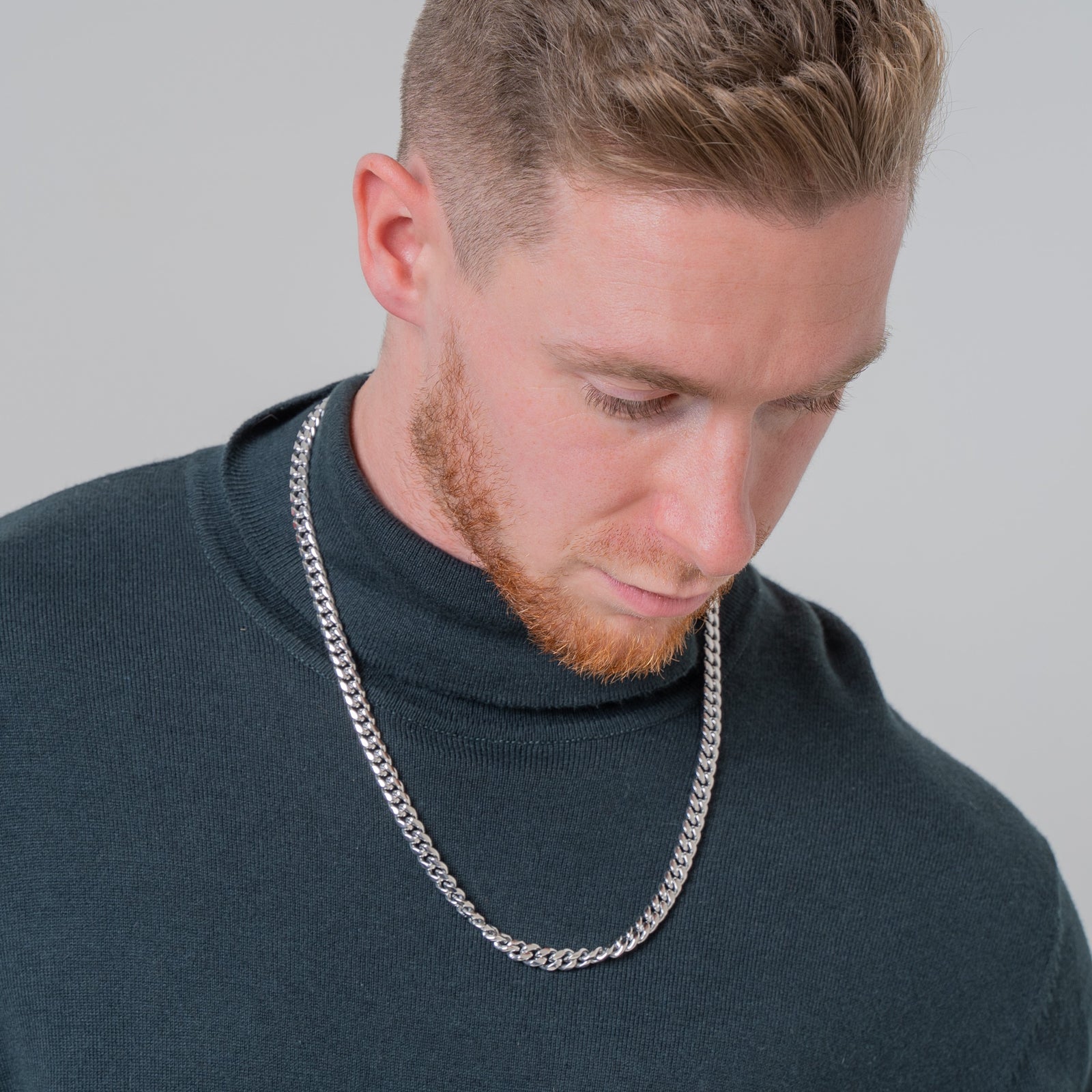 Stainless Steel 8mm Diamond Cut Curb Chain Necklace