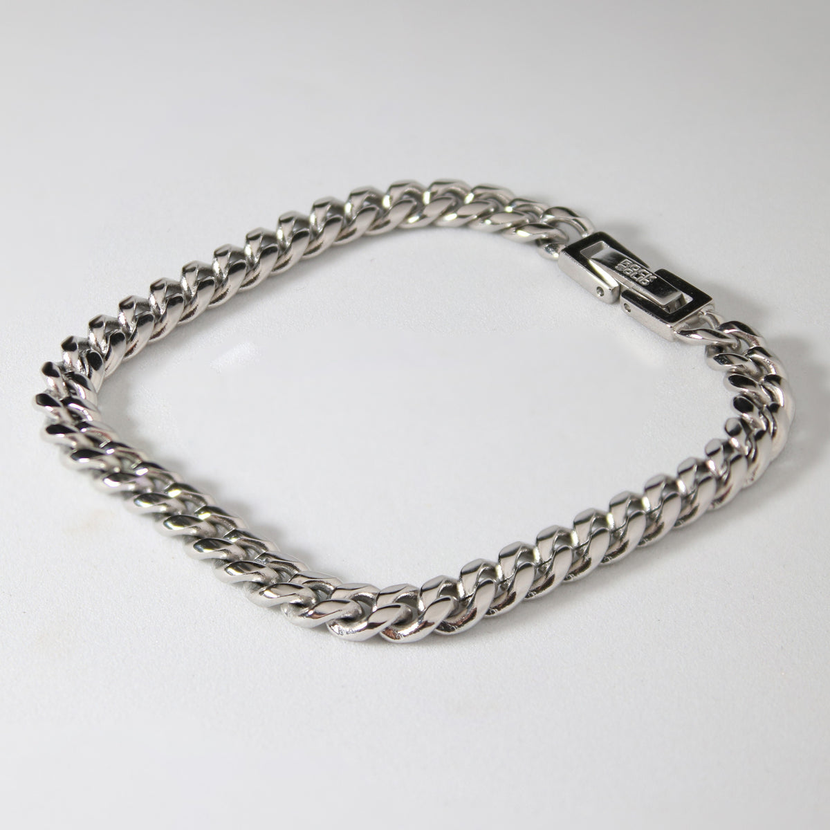 Stainless Steel 8mm Diamond Cut Curb Chain Bracelet