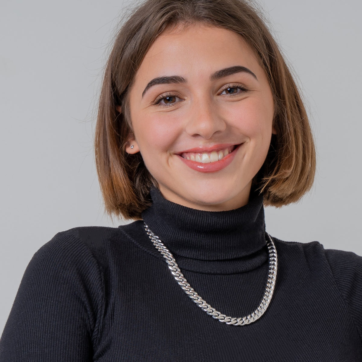 Stainless Steel 10mm Diamond Cut Curb Chain Necklace