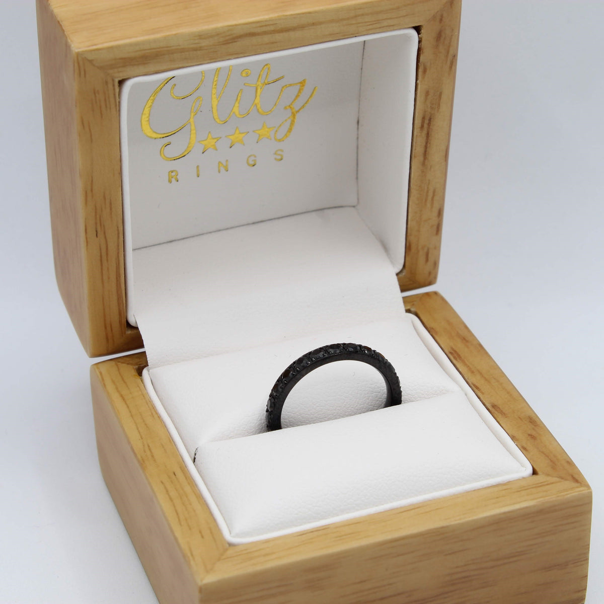 Black Stone Black 3mm Full Glitz Ring