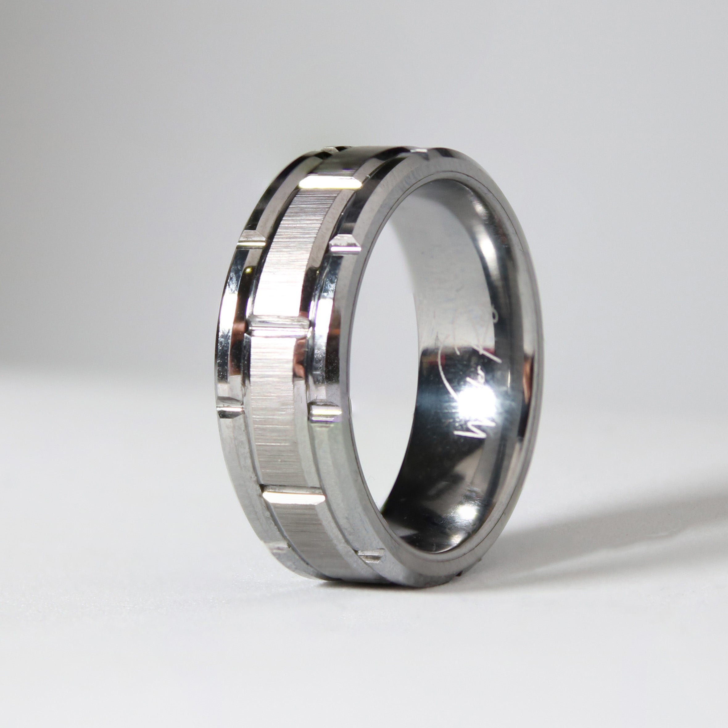 Brick Shaped 8mm Wide Affordable Wedding Tungsten Wonder Ring - Rock ...