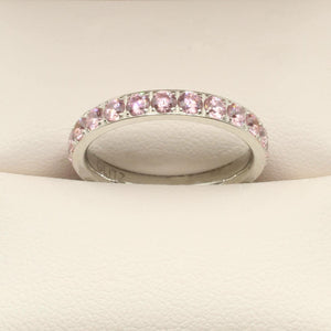 Light Pink Stone White Gold 3mm Full Glitz Ring