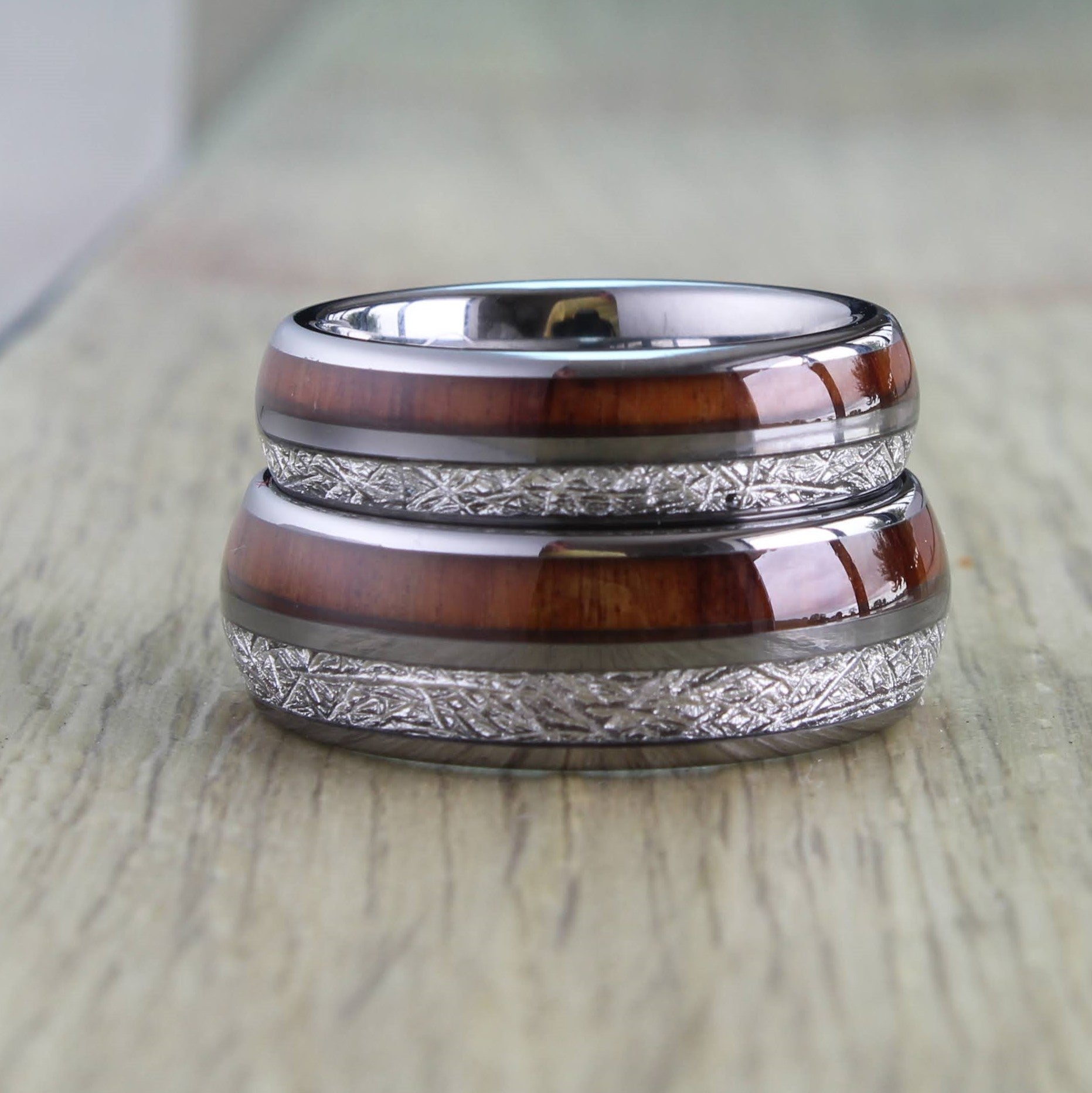 The Wood Steel Wonder Ring Set 6mm 8mm - Rock Solid Rings