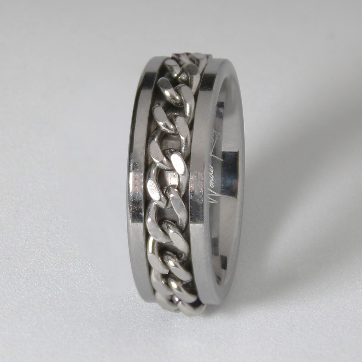 Spinning Rotating Chain Wonder Ring 8mm Wide Silver Tungsten Ring ...