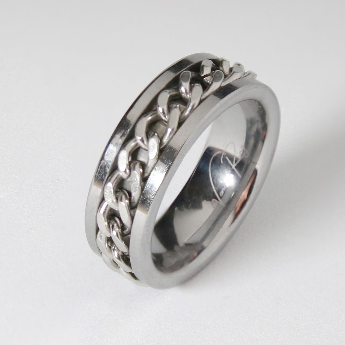 Square Chain Rotating Spinning Rotating Chain Wonder Ring 8mm Wide Silver Tungsten Ring ...